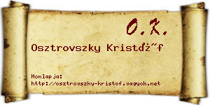 Osztrovszky Kristóf névjegykártya